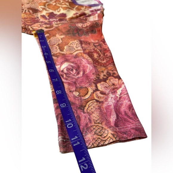 Glima Boho Artsy Top Size M Vintage Y2K Whimsigoth Venice Rose Print Shirt - Picture 3 of 8